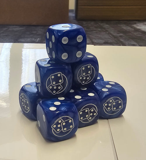 10 x Blue / White Bugle Bat Reps Dice