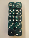 10 x Green / White Bugle Bat Reps Dice