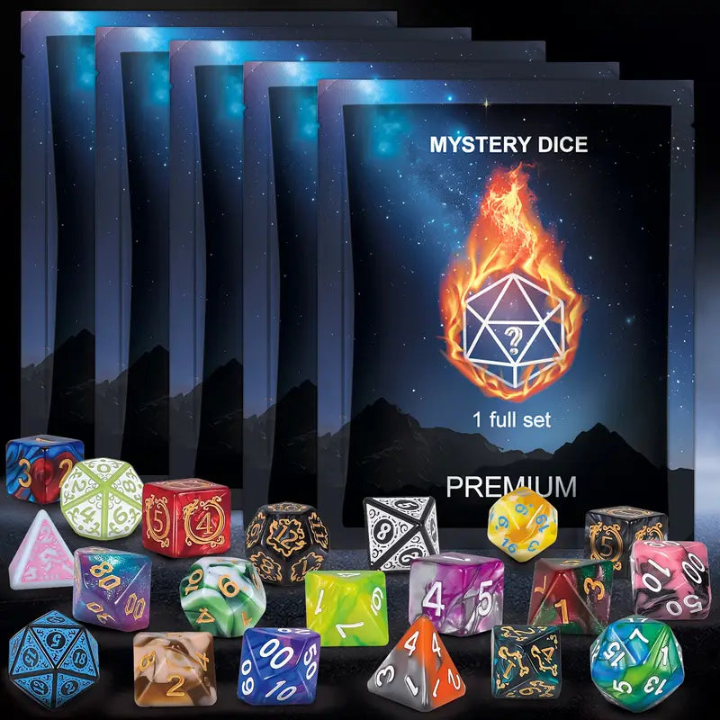 Mystery D&D Dice Blind Bag 7pc Lucky Dip, PATHFINDER TTRPG