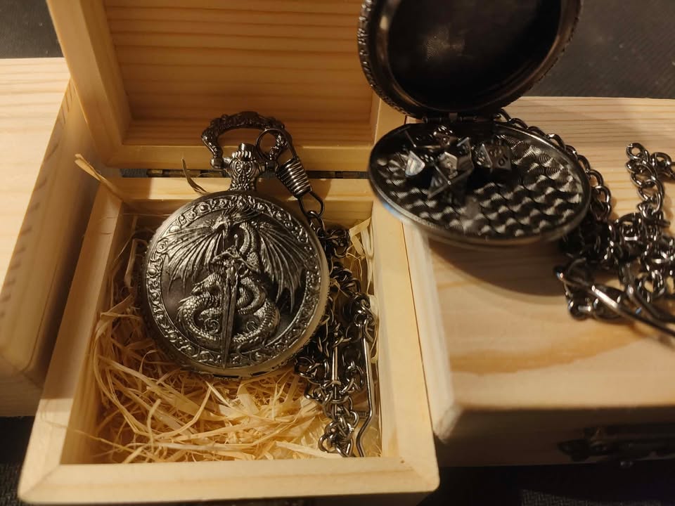 Mini Metal Dice Pocket Watch With Display Box For Table Top RPG D&D